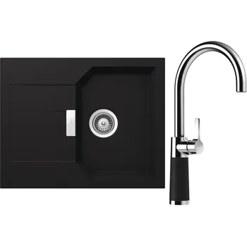 Kuchyňský dřez Set Schock S18-8 (dřez Manhattan D-100XS Onyx + baterie SC-520 Onyx)