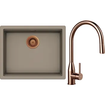 Kuchyňský dřez Set Schock S32-9 (dřez Kiruna N-100L Twilight + baterie Kavus.120 Copper brushed + komponenty Copper brushed)