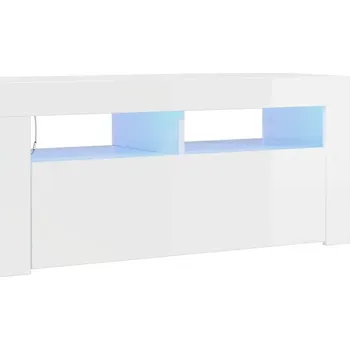 Televizní stolek Bílá TV skříňka s RGB LED osvětlením 90 x 35 x 40 cm