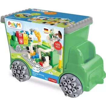 ostatní stavebnice Stavebnice pro děti 18m+ MĚKKÉ 100 dílů PolyM popelářské auto