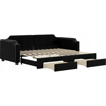 Obývací pokoj VidaXL Rozkládací pohovka se zásuvkami, černá, 100x200 cm, látka