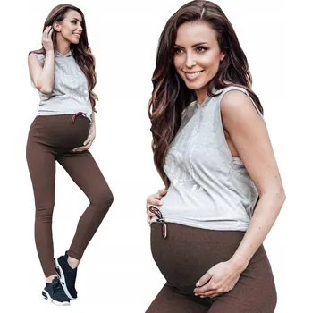 Dámské legíny MITAAMI těhotenské legíny dlouhé bavlna hnědé velikost XXL