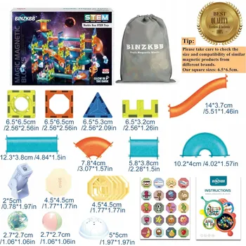 ostatní stavebnice MAGNETICKÁ STAVEBNICE 110 DÍLKŮ 3D TVARY MÍČ TUNELY