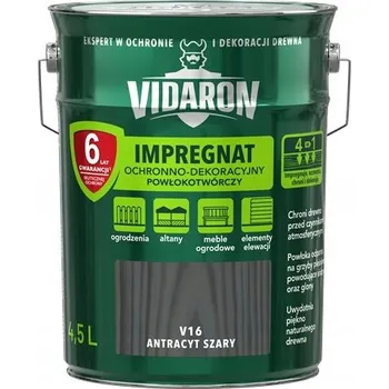 Lak na dřevo Impregnace na dřevo Vidaron V16 Antracit šedá 4,5 l