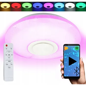 Stropní Svítidlo LEDTechnics kulatý bílý 40 cm s reproduktorem a dálkovým ovládáním