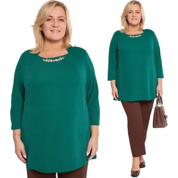 Dámská tunika Zelená tunika s ozdobou u výstřihu, velikost 58