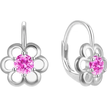 Náušnice Stříbrné kytičkové náušnice s růžovým zirkonem AGT-E225LP Agato