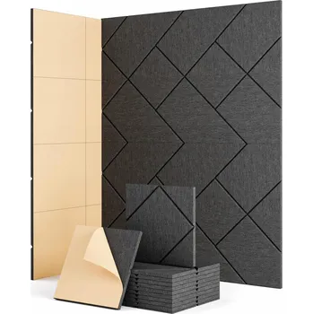 akustická pěna AKUSTICKÉ PANELY 12 KS SAMOLEPICÍ ČERNÉ VZORY 30X30X0,9 ODHLUČNĚNÍ