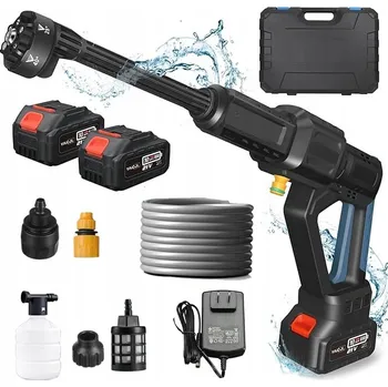 Vysokotlaký čistič Akumulátorová tlaková myčka 100 bar 500 W 21 V + 2 baterie pro auto a zahradu