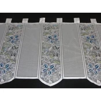 Záclona vitrážová záclona 249339 / 45 cm bílá + modrá