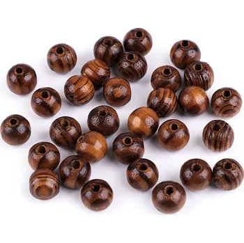 Dětské navlékací korálky Dřevěné korálky Strip Ø10 mm, malé, 3 borovice tmavá