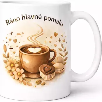 Hrnek 330 ml ráno pomalu hnědý hnědý CZ