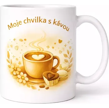 Hrnek s potiskem 330 ml chvilka s kávou žlutý žlutý CZ