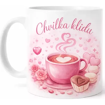 Hrnek s potiskem 330 ml chvilka klidu růžový růžový CZ