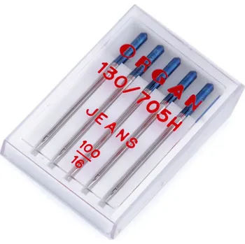 Strojové jehly Jeans 90;100;110 Organ, velké, 2 (100/16) nikl