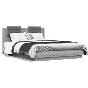 Postel Rám postele s čelem, šedý dub sonoma, 203 x 143 x 84 cm