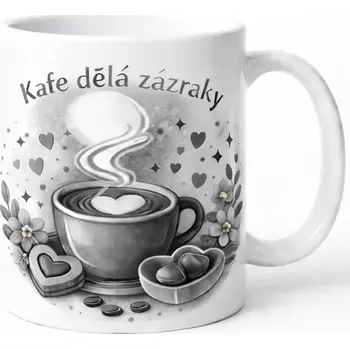 Hrnek s potiskem 330 ml kafe dělá zázraky černý černý CZ