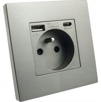 Elektrická zásuvka Elektrická Zásuvka , USB nástěnná, B-line šedá