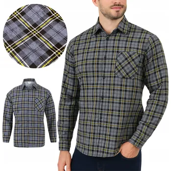 Pánská košile Specto pánská košile casual Pánská pracovní flanelová košile šedá kostkovaná dlouhý rukáv regular bavlna velikost XL