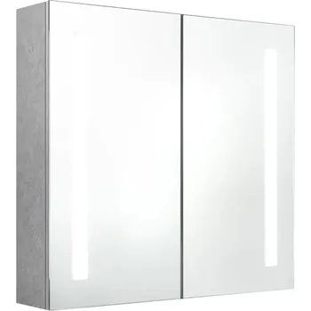 Šatní skříň Koupelnová Skříňka Se Zrcadlem A LED Osvětlením Šedá 62x14x60