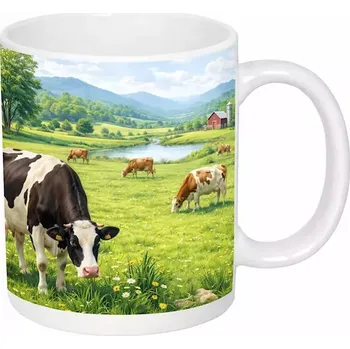 Hrnek s potiskem 330 ml kravičky na pastvě léto CZ