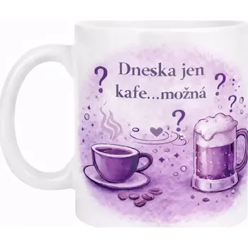 Hrnek s potiskem 330 ml možná kafe fialový fialový CZ