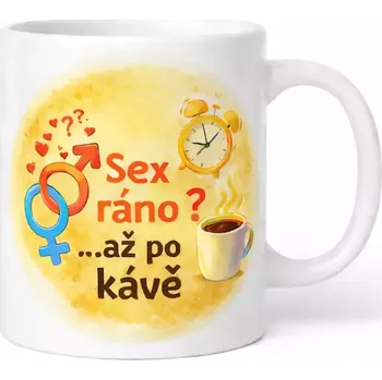 Hrnek s potiskem 330 ml sex a káva žlutý žlutý CZ