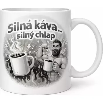 Hrnek s potiskem 330 ml silná káva šedý šedý CZ