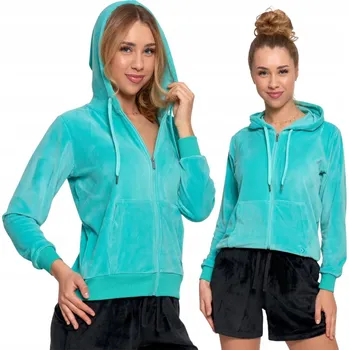 Dámská mikina Velurová MIKINA DÁMSKÁ Klasická Hladká s kapucí Rozepínací MORAJ XXL