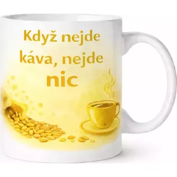Hrnek 330 ml nejde káva žlutý žlutý CZ