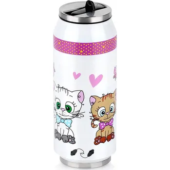 Termoska TERMOHRNEK PLECHOVKA KOČKA LAHEV NA PITÍ TERMOSKA NA KÁVU ČAJ PRO DĚTI 400 ML