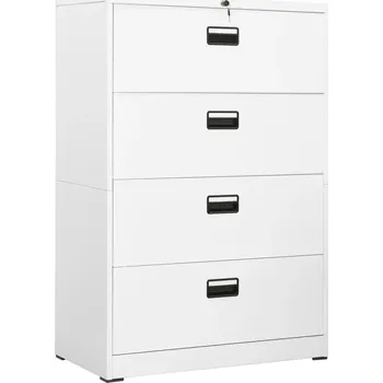 Příborník do zásuvky vidaXL Kancelářská skříň bílá 90 x 46 x 134 cm ocel