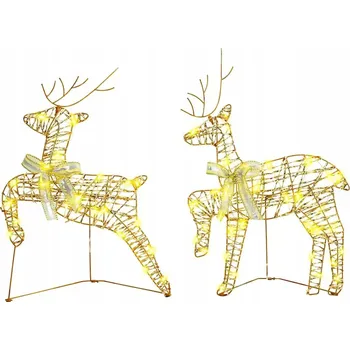 Vánoční dekorace LED Sobí s 180 LED diodami, 6 ks, zlatá PET