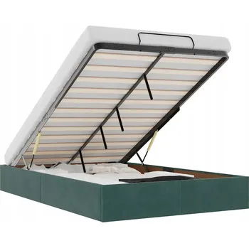 Postel Rám postele s úložným prostorem (otoman) tmavě zelený 203 x 120 x 23,5 cm s hydraulickým mechanismem