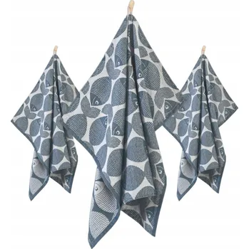 Utěrka ZWOLTEX Ryby Ławica kuchyňská sada utěrka x3 modrá 50x70