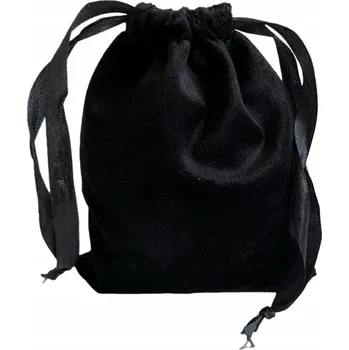 Školní sáček ČERNÝ VELUROVÝ SÁČEK NA KOSTI RPG MINCE KAPSA 9X7 CM