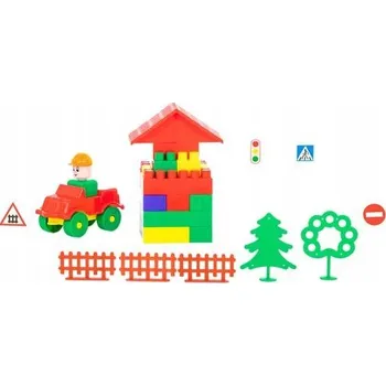 ostatní stavebnice Stavebnice velké, sada 70 dílů, plastové Domeček a vozidla