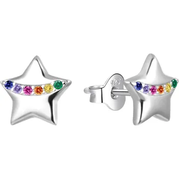 Náušnice Stříbrné náušnice Hvězdičky s barevnými zirkony AGT-E165PC Agato
