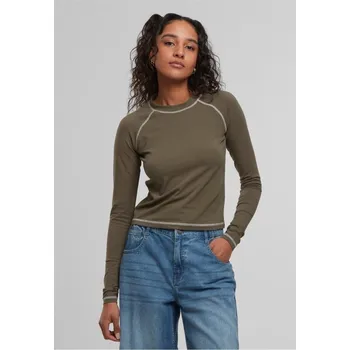 Ladies Contrast Jersey Longsleeve - olive 3XL