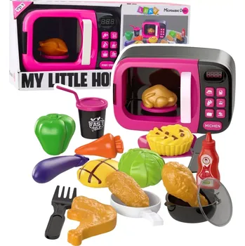 Dětská kuchyňka Dětská mikrovlnná trouba s příslušenstvím, světly a zvuky – růžová