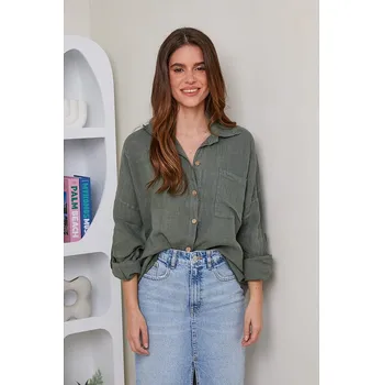 Dámská košile Košile Rodier Lin Khaki 4060725 L/XL
