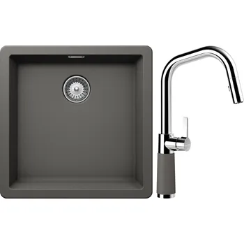 Kuchyňský dřez Set Schock S11-9 (dřez Greenwich N-100 Silverstone + baterie SC-530.120 Silverstone)
