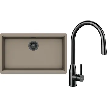 Kuchyňský dřez Set Schock S33-10 (dřez Kiruna N-100XL Twilight + baterie Kavus.120 Gunmetal brushed + komponenty Gunmetal brushed)