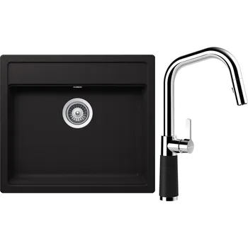 Granitový dřez Set Schock S24-11 (dřez Nemo N-100 Nero + baterie SC-530.120 Nero)