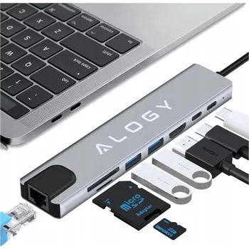 USB hub USB Hub Alogy hub 8w1 USB-C USB LAN SD 76792 8 portů