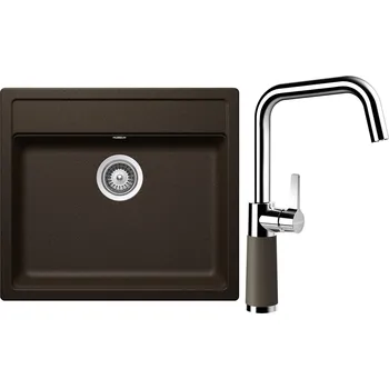 Kuchyňský dřez Set Schock S9-8 (dřez Mono N-100 Bronze + baterie SC-530 Bronze)