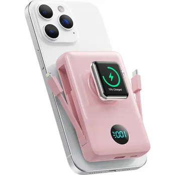 Powerbanka MAGNETICKÁ POWERBANKA MAGSAFE 10800mAh PRO APPLE I IWATCH QC 4.0 22,5W PINK