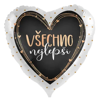 Party dekorace Foliový balonek Všechno nejlepší CZ Srdce rose gold 43 cm