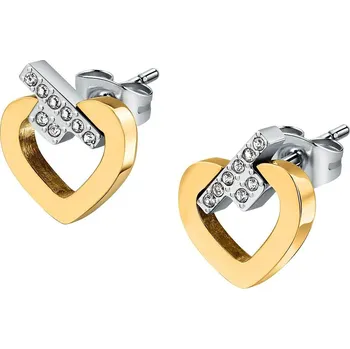 Náušnice Slušivé bicolor náušnice se zirkony T-Logo TJAXC49 Trussardi