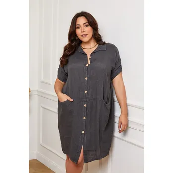 Dámské šaty Šaty Plus Size Company Anthrazit 8209633 38